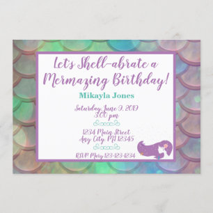 Invitación Cumpleaños de la sirena personalizada
