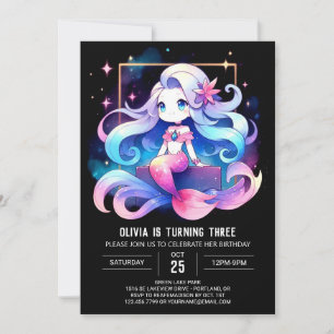Invitación Cumpleaños de la sirena simple personalizado