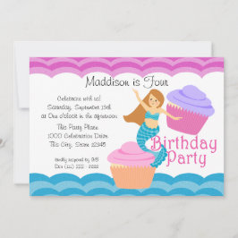 Invitación Cumpleaños de la sirena y los pasteles
