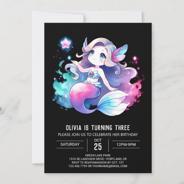 Invitación Cumpleaños de la Sirenita (Anverso)