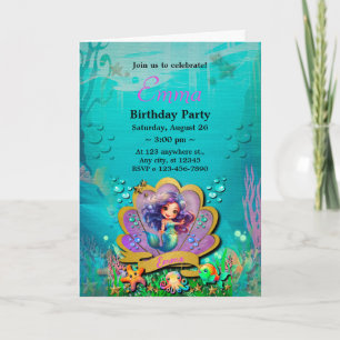 Invitación Cumpleaños de la Sirenita - Bajo el Mar