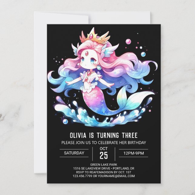 Invitación Cumpleaños de la Sirenita del Océano Británico (Anverso)