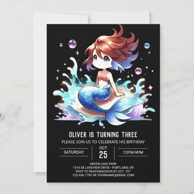 Invitación Cumpleaños de la Sirenita encantada (Anverso)