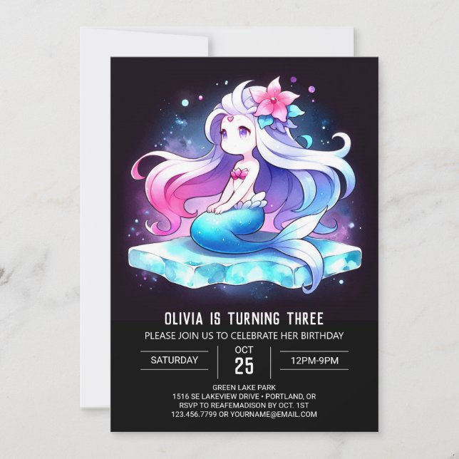 Invitación Cumpleaños de la Sirenita Náutica Digital (Anverso)