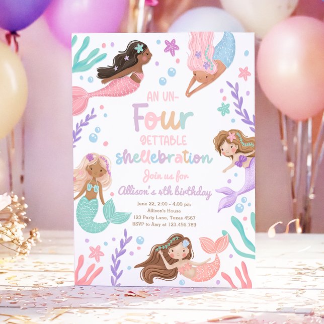 Invitación Cumpleaños de la Sirenita No-Cuatro Gettable (Subido por el creador)