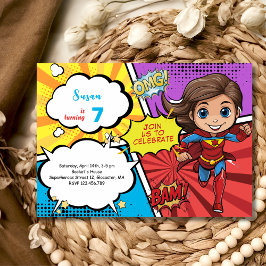 Invitación Cumpleaños de la supergirl superhéroe del cómic de