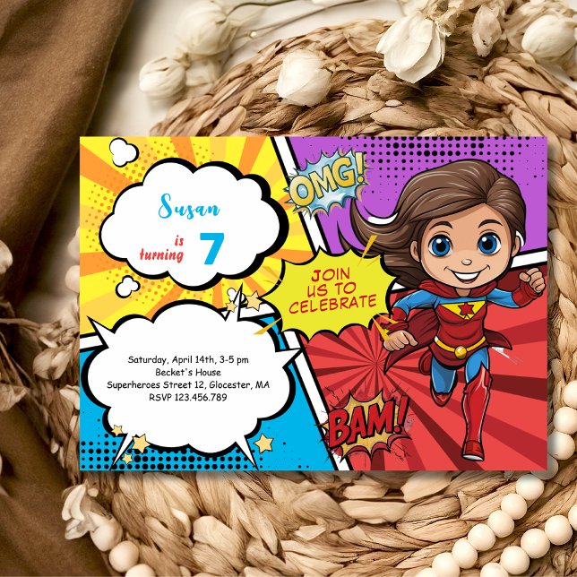 Invitación Cumpleaños de la supergirl superhéroe del cómic de (Subido por el creador)