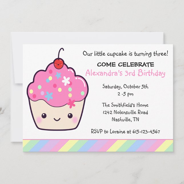 Invitación Cumpleaños de la tarta banal (Anverso)