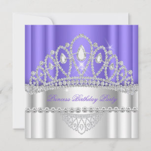 Invitación Cumpleaños de la Tiara de Diamante Blanco Púrpura 