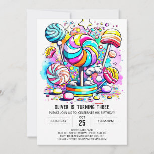 Invitación Cumpleaños de la Tierra de Candy Arcoiris