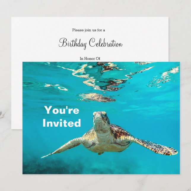 Invitación Cumpleaños de la Tortuga del Mar (Anverso / Reverso)