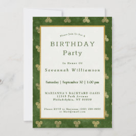 Invitación Cumpleaños de la Triple Espiral de Oro Verde Celta