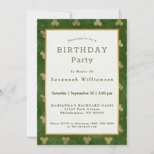 Invitación Cumpleaños de la Triple Espiral de Oro Verde Celta