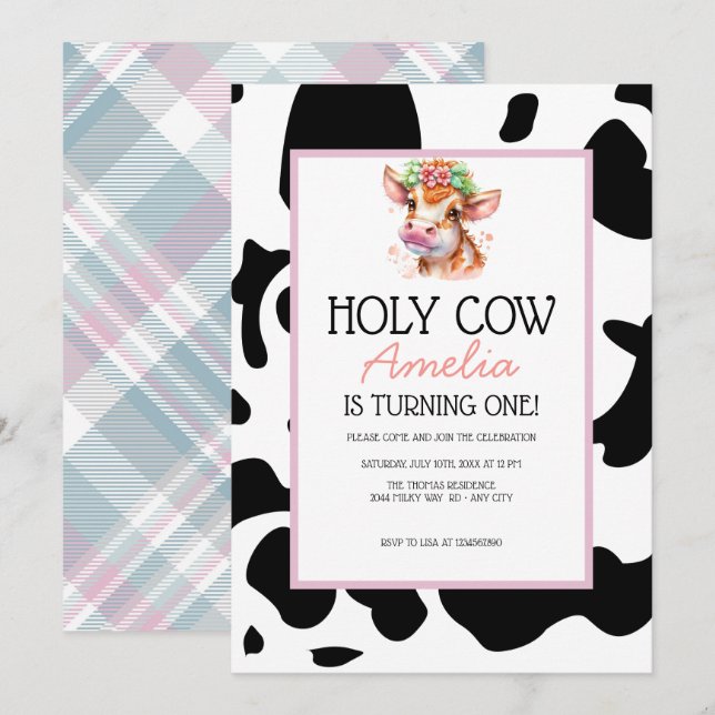 Invitación Cumpleaños de la vaca (Anverso / Reverso)