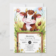 Cumpleaños de la vaca acuarela infantil