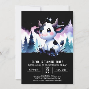 Invitación Cumpleaños de la vaca digital acuarela
