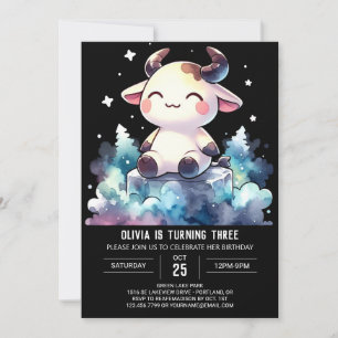 Invitación Cumpleaños de la vaca digital en la moda