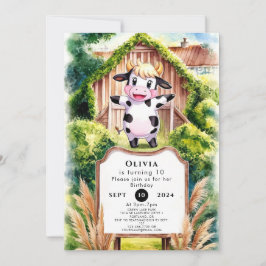Invitación Cumpleaños de la vaca fresca y caprichosa