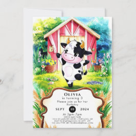Invitación Cumpleaños de la vaca mágica colorida