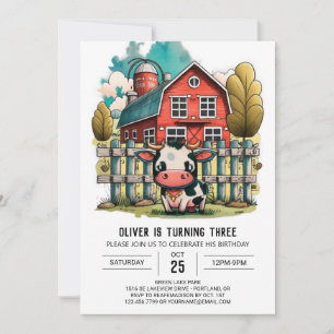 Invitación Cumpleaños de la vaca personalizado