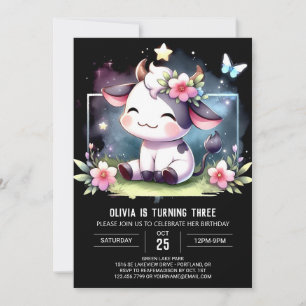 Invitación Cumpleaños de la vaca Personalizado encantada