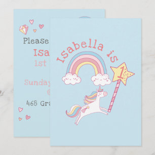 Invitación Cumpleaños de la varita mágica unicornio colorida