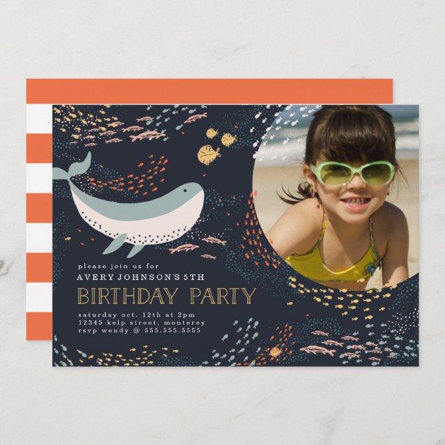 Invitación Cumpleaños de la Vida Marina (Anverso / Reverso)