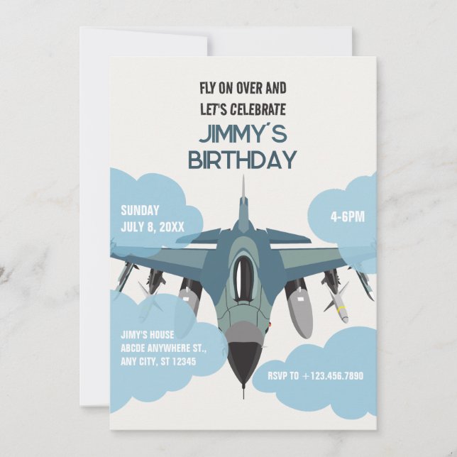 INVITACIÓN CUMPLEAÑOS DE LA VUELTA DE AVIÓN (Anverso)