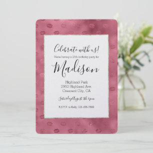 Invitación Cumpleaños de Labios Glamurosos Rosados