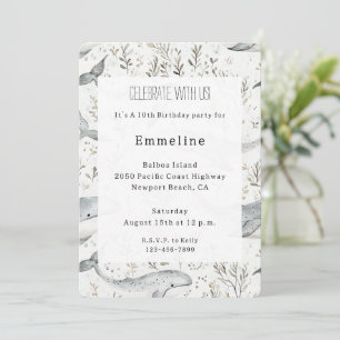 Invitación Cumpleaños de las Ballenas Gris Oceánicas