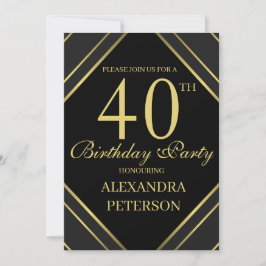 Invitación Cumpleaños De Las Bandas De Oro Y Negro Modernas