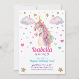 Invitación Cumpleaños de las Chicas Brillo Unicornio
