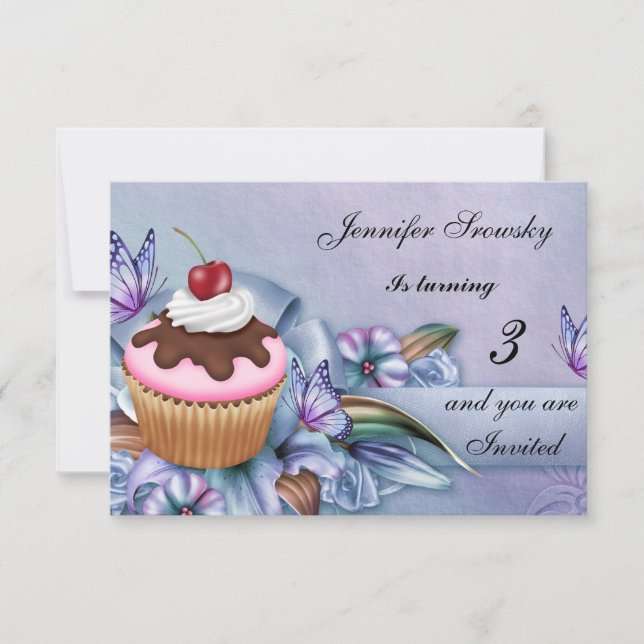 Invitación Cumpleaños de las chicas de pastelito (Anverso)