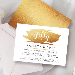 Invitación Cumpleaños de las Damas de Relieve metalizado dora