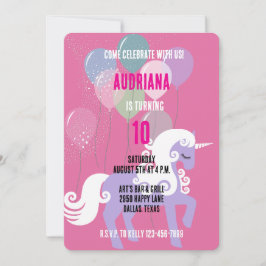 Invitación Cumpleaños de las Estrellas Purple Unicornio