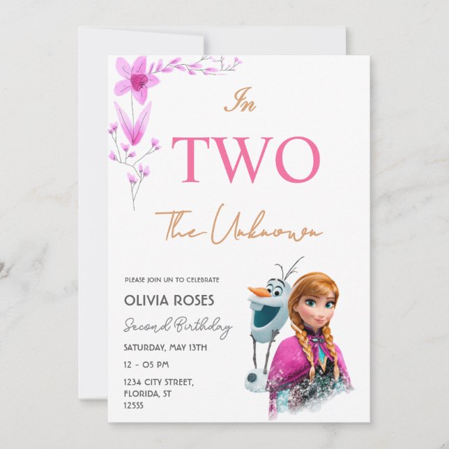 Invitación Cumpleaños de las Flores Rosadas para los niños (Anverso)