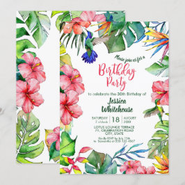 Invitación Cumpleaños de las Flores Tropicales Hawaianas
