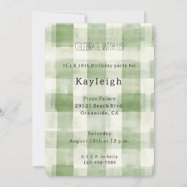 Invitación Cumpleaños de las franjas de crema verde