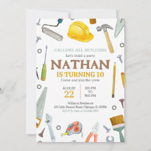 Invitación Cumpleaños de las herramientas de construcción