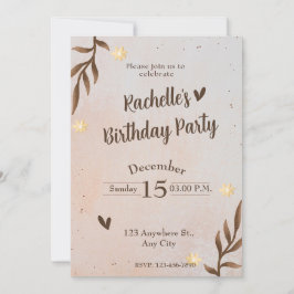Invitación Cumpleaños de las hojas de flores marrones