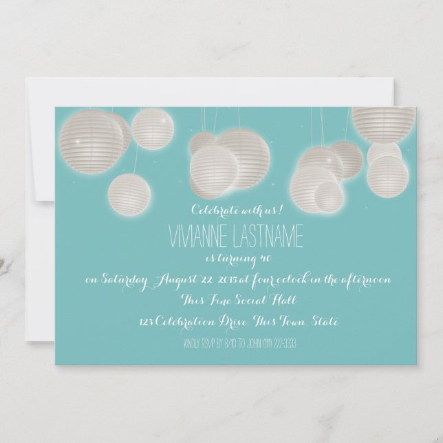 Invitación Cumpleaños de las linternas de papel (Anverso)