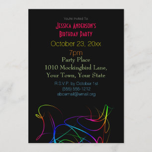 Invitación Cumpleaños de las luces de neón láser