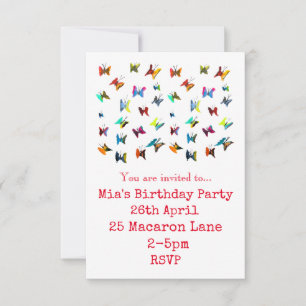 Invitación Cumpleaños de las mariposas coloridas