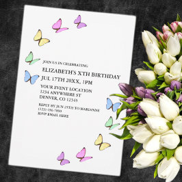 Invitación Cumpleaños de las Mariposas Coloridas