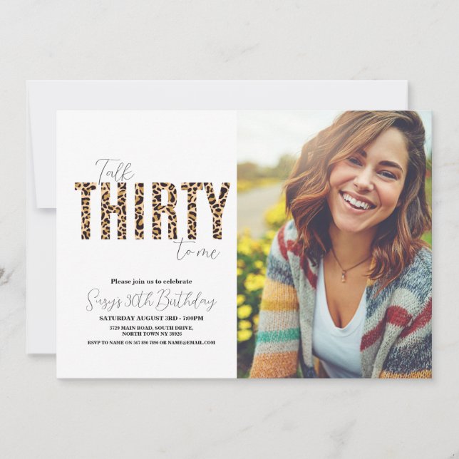 Invitación Cumpleaños de las mujeres con foto del leopardo Ta (Anverso)