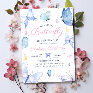 Invitación Cumpleaños de las niñas mariposas Morado Jardín de