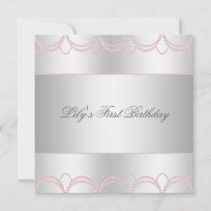 Invitación Cumpleaños de las niñas Pink Pearl por primera vez