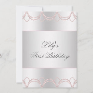 Invitación Cumpleaños de las niñas Pink Pearl por primera vez