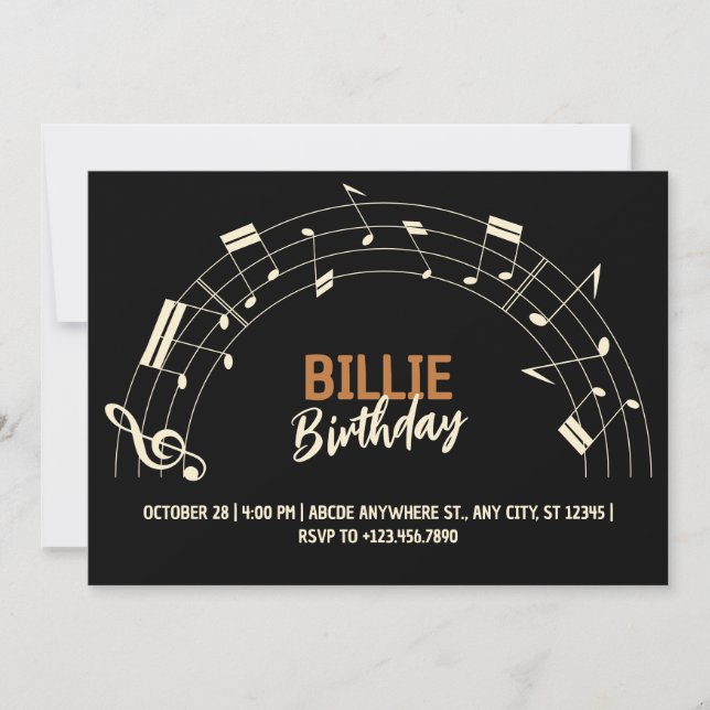 Invitación Cumpleaños de las notas musicales (Anverso)