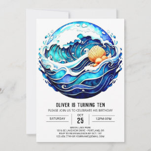 Invitación Cumpleaños de las Olas Oceánicas Náuticas
